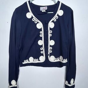 80s cropped coat with white cording detail